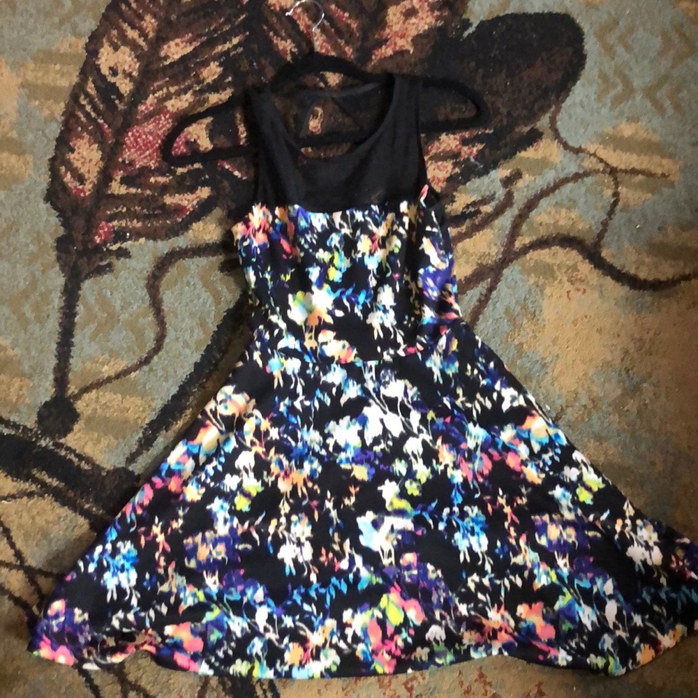 Vibrant floral print, fit and flare summer dress